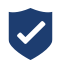 A checkmark within a shield representing protection and security