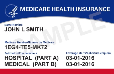Sample image of the front of a Medicare card