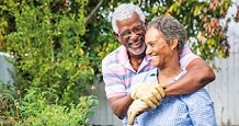 African American couple in garden