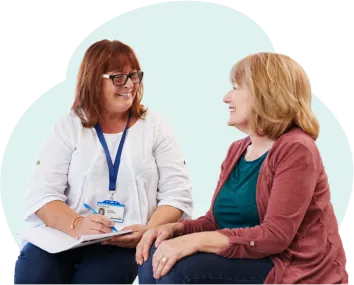 counselor talking to woman