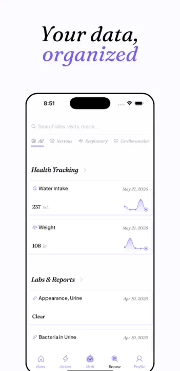 screenshot of slothwise app