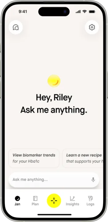 January AI app screen showing welcome to user