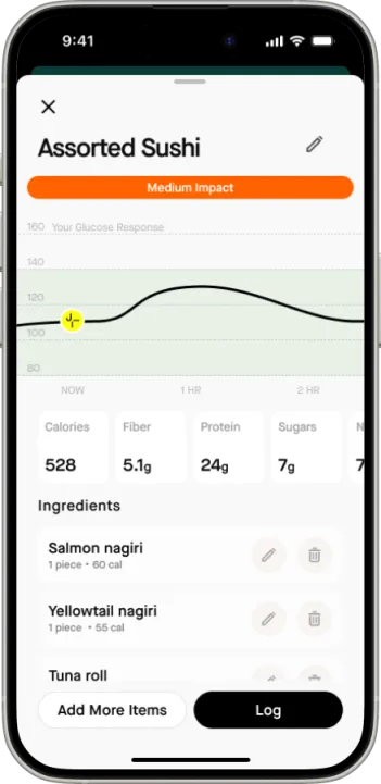 January AI app showing nutrition detail for meal being logged