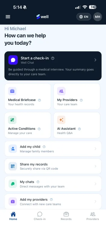 screenshot of well app