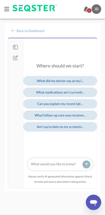 Screenshot of seqster patient portal 3