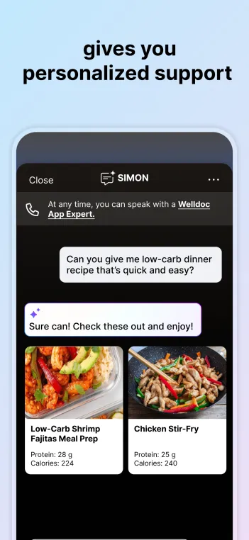 screenshot of welldoc app