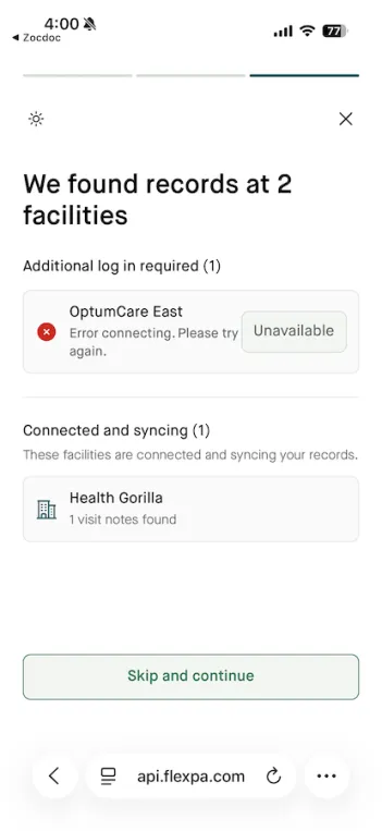 zocdoc app screenshot