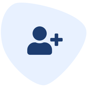 A person and a plus sign representing a person creating a new account